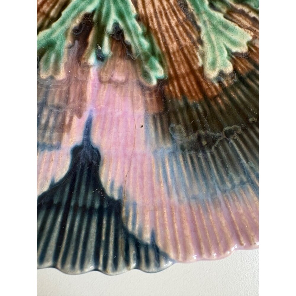Antique Etruscan Majolica Seaweed Shell Design Plate 6” Collector Gift NOTE Holi - Picture 6 of 16